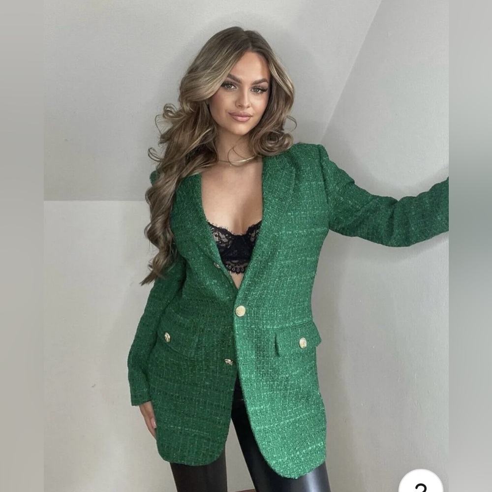 ZARA BUTTON TEXTURED WEAVE BLAZER - Picture 9 of 16